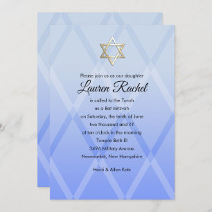 Bat mitzvah Arlequin bleu Invitation