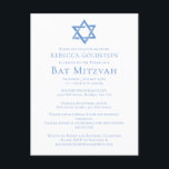 Bat Mitzvah Artistic Blue Star of David Party Postcard<br><div class="desc">This blue Bat Mitzvah ceremony or party invitation postcard has a beautiful,  artistic Star of David drawing at the top. Complete the invite postcards with your personalized event details for a Jewish girl.</div>