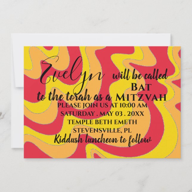 Bat mitzvah Bar Mitzvah Silvery Waves Invitation (Devant)