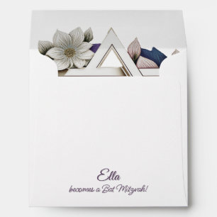 Bat Mitzvah Beautiful Floral Star of David Square Envelope