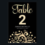 Bat Mitzvah Black Gold Foil Tree of Life Script Table Number<br><div class="desc">No Bat Mitzvah party is complete without personalized table number cards. Let your favourite Bat Mitzvah be proud, rejoice and celebrate her milestone at her perfectly coordinated party. This sophisticated, chic, stunning, abstract graphic faux gold foil tree with sparkly Star of David and dot “leaves”, along with gold foil calligraphy...</div>