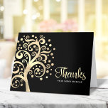 Bat Mitzvah Black Gold Foil Tree of Life Script Thank You Card<br><div class="desc">Make sure your favourite Bat Mitzvah shows her appreciation to all who supported her milestone event! Send out this sophisticated, personalized thank you card! A graphic faux gold foil tree with sparkly Star of David and dot “leaves”, along with gold foil calligraphy script, overlays a rich, black background. Faux gold...</div>