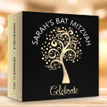 Bat Mitzvah Black Gold Tree of Life Photo Album Binder<br><div class="desc">Let your favourite Bat Mitzvah be proud, rejoice and celebrate her milestone event with this stunning keepsake scrapbook memory photo album. This graphic faux gold foil tree with sparkly Star of David and dot “leaves” and calligraphy script, along with white sans serif typography, overlay a dramatic black background. Faux gold...</div>