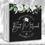 Bat Mitzvah Black Silver Script Floral Watercolor Binder<br><div class="desc">Let your favourite Bat Mitzvah be proud, rejoice and celebrate her milestone with this stunning keepsake scrapbook memory album. A chic, stunning, white and faux silver glitter floral watercolor, faux silver foil handwritten script and white sans serif typography overlay a dramatic black background. Additional watercolor flowers and a faux silver...</div>