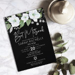 Bat Mitzvah Black Silver Script Floral Watercolor Invitation<br><div class="desc">Be proud, rejoice and showcase this milestone of your favourite Bat Mitzvah with this sophisticated, personalized invitation! A chic, stunning, white and faux silver glitter floral watercolor with faux silver foil script typography and white sans serif type overlays a dramatic black background. Additional watercolor flowers and a silver Star of...</div>