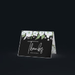 Bat Mitzvah Black Silver Script Floral Watercolor Thank You Card<br><div class="desc">Make sure your favourite Bat Mitzvah shows her appreciation to all who supported her milestone event! Send out this sophisticated, personalized thank you card! A chic, stunning, white and faux silver glitter floral watercolor, faux silver foil handwritten script and white sans serif typography overlay a dramatic black background. Additional watercolor...</div>