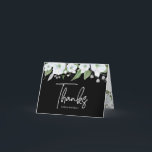 Bat Mitzvah Black Silver Script Floral Watercolor Thank You Card<br><div class="desc">Make sure your favourite Bat Mitzvah shows her appreciation to all who supported her milestone event! Send out this sophisticated, personalized thank you card! A chic, stunning, white and faux silver glitter floral watercolor, faux silver foil handwritten script and white sans serif typography overlay a dramatic black background. Additional watercolor...</div>