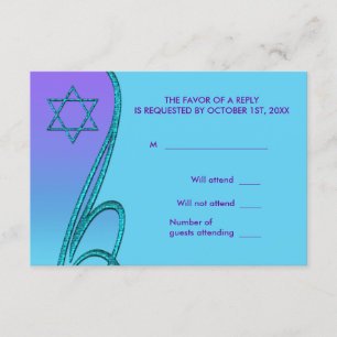 Bat mitzvah bleu pourpre et turquoise RSVP