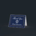 Bat Mitzvah Blue and Gold Note Thank You Card<br><div class="desc">Bat Mitzvah Blue and Gold Thank You Note Card</div>