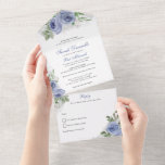 Bat Mitzvah, Blue and Silver Watercolor Flowers All In One Invitation<br><div class="desc">This beautiful invitation features watercolor flowers and glitter accents.  Use the template form to add your text.  The advanced editing menus (to change fonts and colours) can be accessed by selecting the option to "Customize Further".</div>