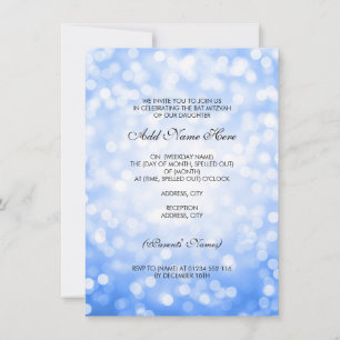 Bat Mitzvah Blue Glitter Lights Invitation