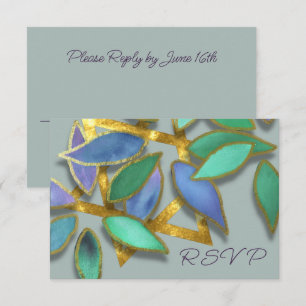 Bat Mitzvah Blue Green Watercolor Petals over Star Invitation