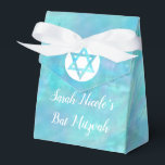 Bat Mitzvah Blue Opal Modern Chic Glam Party Favor Box<br><div class="desc">Personalize these faux watercolor blue opal party favour boxes for your modern chic glam Bat Mitzvah celebration. Set on a solid background of simulated watercolor blue opal, both sets of white text templates can be customized so "Sarah Nicole's Bat Mitzvah" in a fancy script can be changed to Hanukkah, Bar...</div>