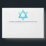 Bat Mitzvah Blue Opal Star Of David Address Envelope<br><div class="desc">Personalize these simple faux watercolor blue opal Star Of David envelopes with the optional return address printed on the back flap in deep blue for your Bat Mitzvah invitations or thank you cards. The inside of each envelope reveals a coordinating all over image of simulated iridescent opal that mimics watercolors...</div>