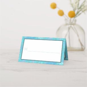 Bat Mitzvah Blue Opal Watercolor Party Escort Place Card