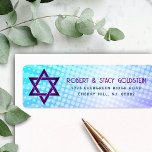 Bat Mitzvah Blue Purple Gradient Retro Fun Address<br><div class="desc">Be proud, rejoice and showcase this milestone of your favourite Bat Mitzvah with this boho retro, personalized return address label! Fun, trendy, bold purple and navy blue typography with modern sans serif typography overlay a background of pop light turquoise and purple ombre gradient rays with white dots. Personalize the custom...</div>