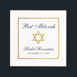 Bat Mitzvah Blue White Gold Napkin<br><div class="desc">Bat Mitzvah Blue White Gold Paper Napkin</div>