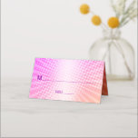 Bat Mitzvah Bold Boho Retro Pink Orange Gradient Place Card<br><div class="desc">No Bat Mitzvah party is complete without personalized place cards. Let your favourite Bat Mitzvah be proud, rejoice and celebrate her milestone at her perfectly coordinated party. Fun, hot pink purple typography and Star of David overlay a background of pop light orange and pink ombre gradient rays with white dots....</div>