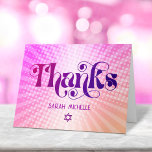 Bat Mitzvah Bold Retro Boho Pink Orange Gradient Thank You Card<br><div class="desc">Make sure your favourite Bat Mitzvah shows her appreciation to all who supported her milestone event! Send out this fun, boho retro, personalized thank you card. Fun, trendy, bold dark hot pink and purple typography with modern sans serif typography overlay a background of pop light orange and pink ombre gradient...</div>