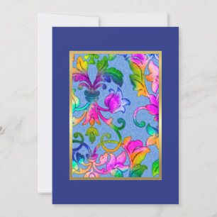 Bat Mitzvah Brightly Coloured Painted Damask Invitation