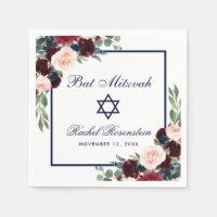 Bat Mitzvah Burgundy Blue Floral