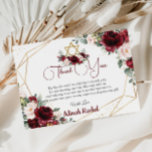 Bat Mitzvah Burgundy Blush Floral Gold Star Thank You Card<br><div class="desc">Personalize this lovely Bat Mitzvah thank you card with own wording easily and quickly,  simply press the customize it button to further re-arrange and format the style and placement of the text.  Matching items available in store!  (c) The Happy Cat Studio</div>