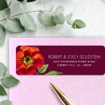 Bat Mitzvah Burgundy Floral Modern Return Address<br><div class="desc">Be proud, rejoice and showcase this milestone of your favourite Bat Mitzvah with this sophisticated, personalized return address label! A chic, stunning, floral watercolor and modern san serif type overlay a burgundy background. Personalize the custom text with your name and address. Guaranteed to add stylish fun to all your correspondence!...</div>