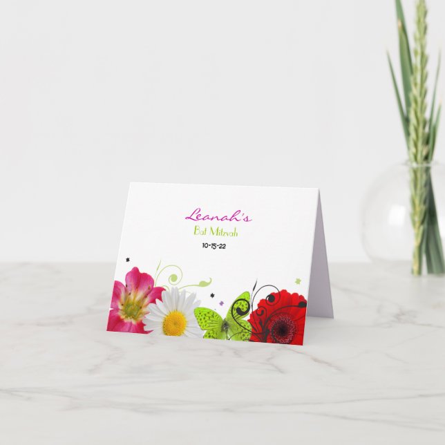 BAT MITZVAH Carte de remerciements DE SENS SUCRÉES (Devant)