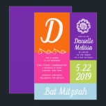 Bat Mitzvah Colour Block Invitation<br><div class="desc">This colourful invitation is trendy and fun,  featuring bright colours and playful script.  Personalize using the template form.  Access the advanced menus by selecting "customize further",  where you will be able to change the fonts and layout if desired.</div>