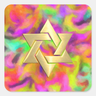 Bat Mitzvah Colourful Abstract Watercolor Any Colo Square Sticker