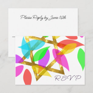 Bat Mitzvah Colourful Petals over Star Invitation