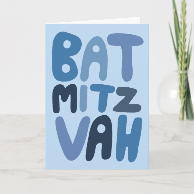 BAT MITZVAH Customizable Modern Bubble Letters  Card (Front)
