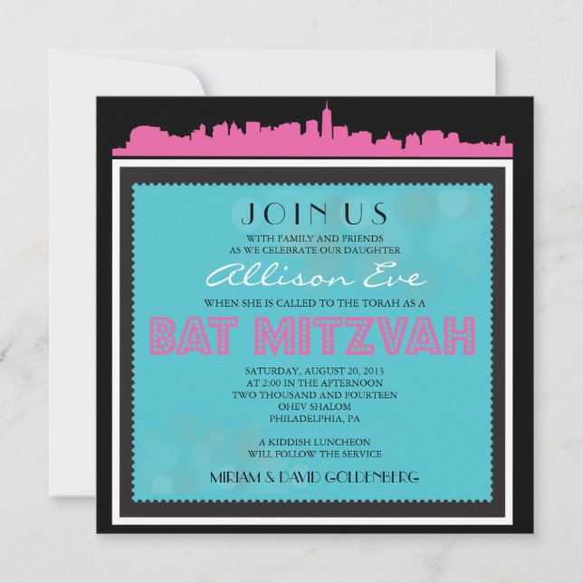 BAT MITZVAH DE BROADWAY CLASSIQUE Invitation en ro (Devant)