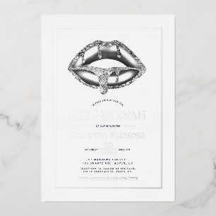 Bat mitzvah de lèvres d'argent - Invitation photo 