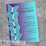 Bat Mitzvah Dimensional Butterfly Turquoise Purple<br><div class="desc">Bat Mitzvah designs by Umua. Printed and shipped by Zazzle or its partner.</div>