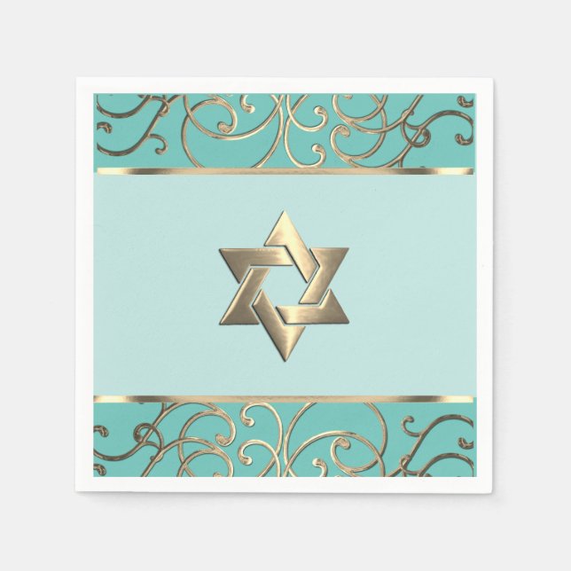 Bat Mitzvah Elegant Choose Colours Gold Filigree Napkin (Front)