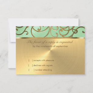 Bat Mitzvah Elegant Mint Green Gold Filigree Invitation