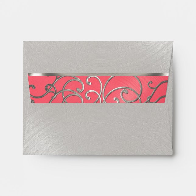 Bat Mitzvah Elegant Pink and Silver Filigree Envelopes (Back (Top Flap))
