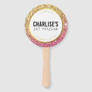 BAT MITZVAH FAN selfie glitzy gold pink glitter