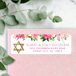 Bat Mitzvah Floral Pink Gold Girly Return Address<br><div class="desc">Be proud, rejoice and celebrate this milestone of your favourite Bat Mitzvah whenever you use this sophisticated, personalized return address label! A chic, stunning, peach pink floral watercolor, faux gold foil Star of David and modern dusty rose sans serif type overlay a white background. Personalize the custom text with your...</div>