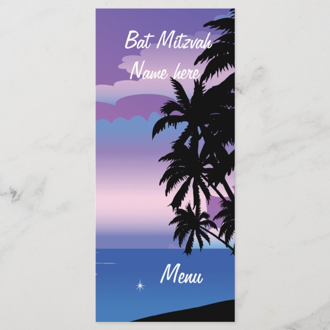 Bat Mitzvah for Shelley Menu (Front)