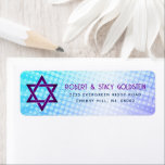 Bat Mitzvah Fun Retro Blue Purple Gradient Address<br><div class="desc">Be proud, rejoice and showcase this milestone of your favourite Bat Mitzvah with this boho retro, personalized return address label! Fun, trendy, bold purple and navy blue typography with modern sans serif typography overlay a background of pop light turquoise and purple ombre gradient rays with white dots. Personalize the custom...</div>