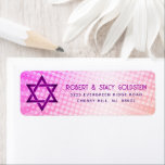 Bat Mitzvah Fun Retro Pink Orange Gradient Address<br><div class="desc">Be proud, rejoice and showcase this milestone of your favourite Bat Mitzvah with this boho retro, personalized return address label! Fun, trendy, bold dark hot pink and purple typography with modern sans serif typography overlay a background of pop light orange and pink ombre gradient rays with white dots. Personalize the...</div>