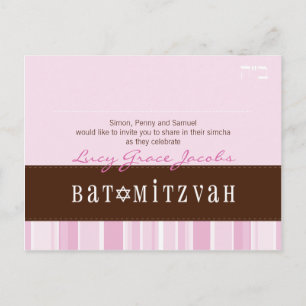 BAT MITZVAH :: girl 2 Announcement Postcard