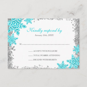 Bat mitzvah Glam Winter Wonderland Turquoise RSVP