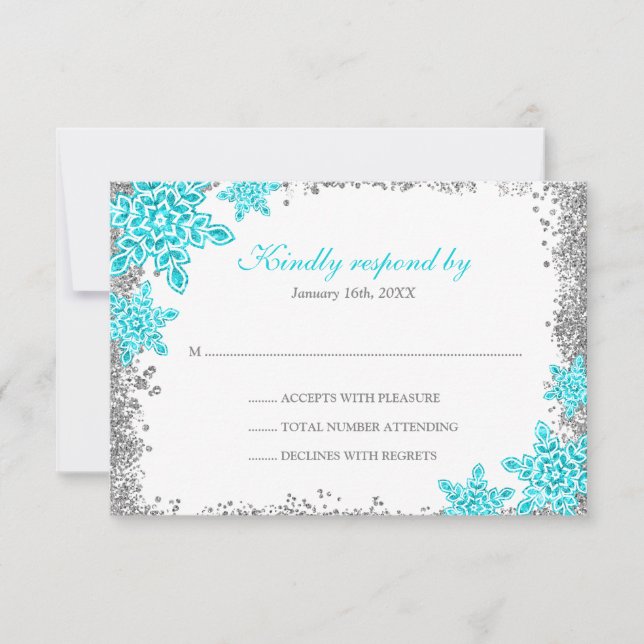 Bat mitzvah Glam Winter Wonderland Turquoise RSVP (Devant)