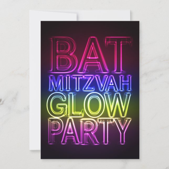 Bat mitzvah GLOW PARTY Invitation d'anniversaire (Devant)