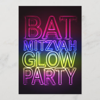 Bat mitzvah GLOW PARTY Invitation d'anniversaire