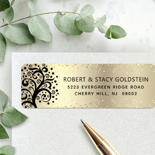 Bat mitzvah Gold Black Tree of Life Adresse de ret