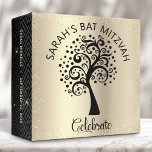Bat Mitzvah Gold Black Tree of Life Photo Album Binder<br><div class="desc">Let your favourite Bat Mitzvah be proud, rejoice and celebrate her milestone event with this stunning keepsake scrapbook memory photo album. This graphic black tree with Star of David and dot “leaves” and calligraphy script, and sans serif typography, overlay a sparkly, faux gold glitter dots and foil ombre background. A...</div>